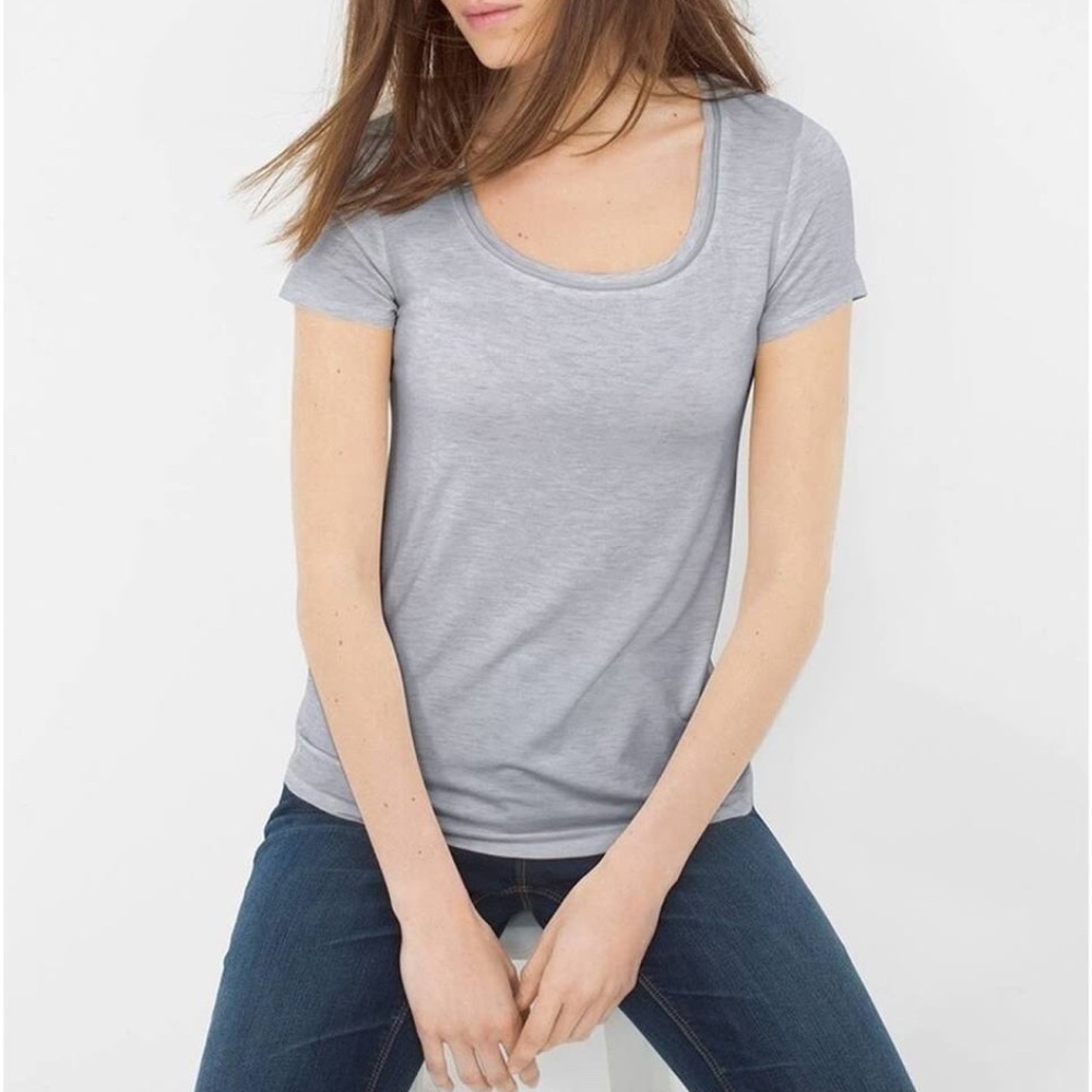 White House Black Market Manhattan Short Sleeve Tee Light Gray